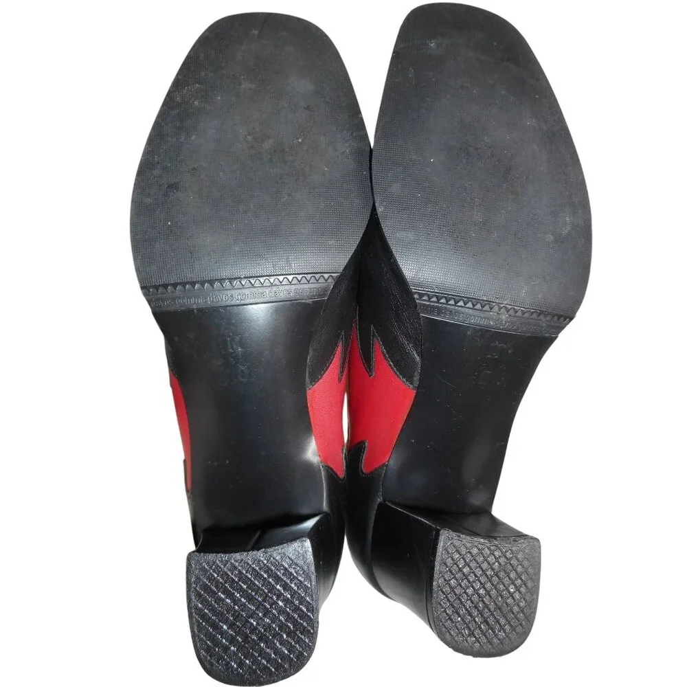 Vintage Siamanto red black western style Pump Size 8 M 2 1/4 inch heel - Picture 6 of 10
